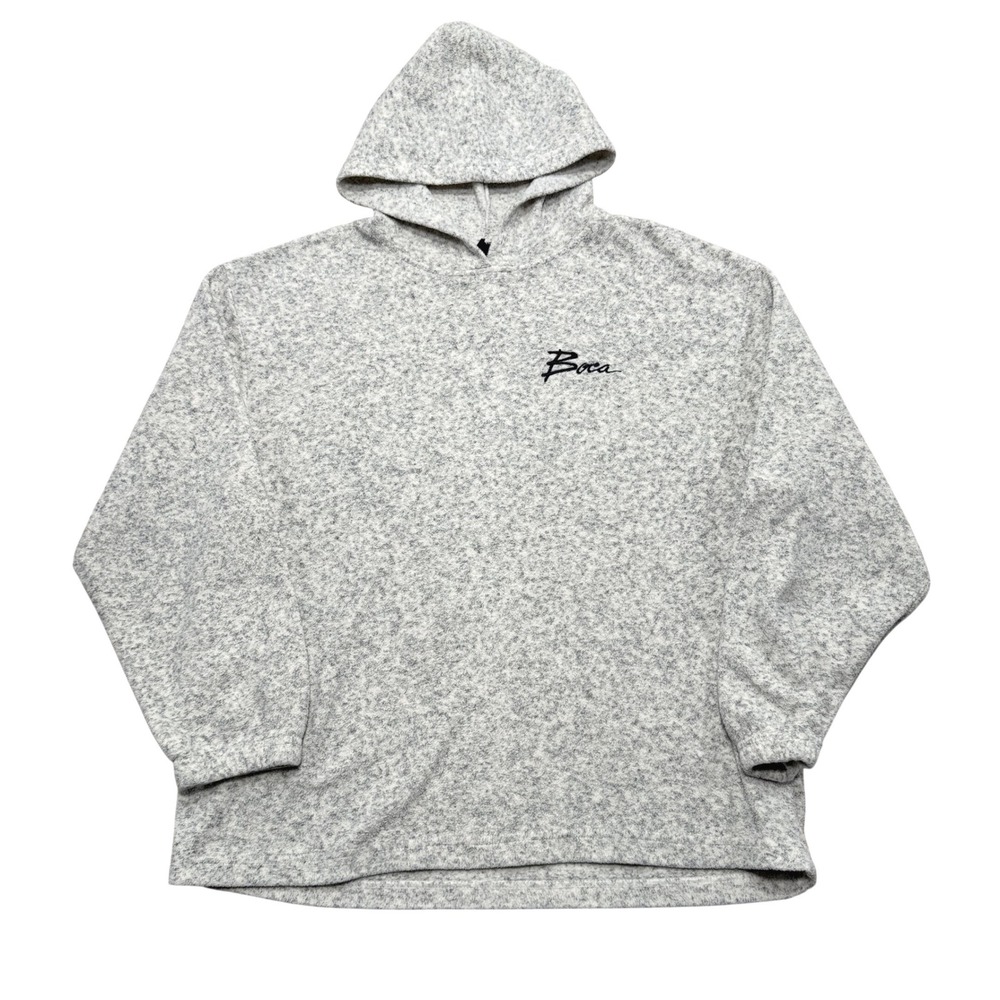 Boca Authentic Hoodie Men's XL Gray Marl Fleece Knit Long Sleeve Pullover Lounge